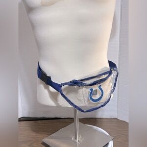 Indianapolis Colts clear vinyl Fanny pack. Extends to 38” waistline